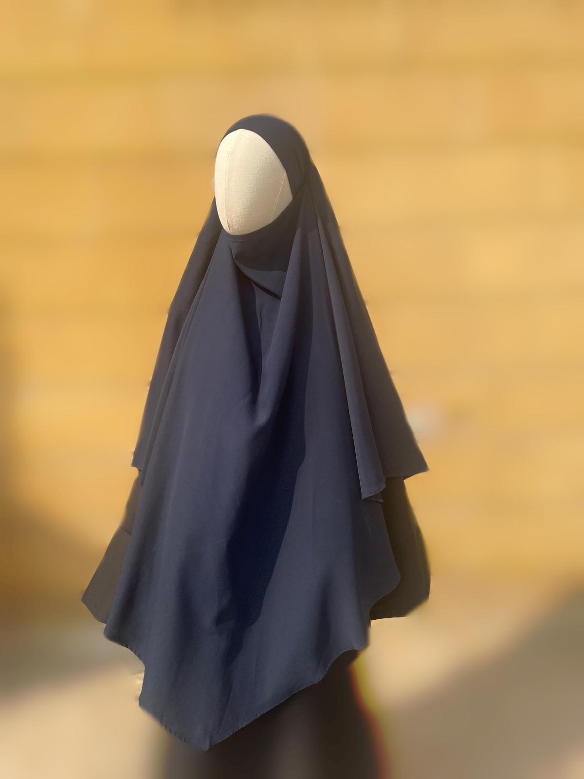 Khimar Soie de Medine Bleu Nuit
