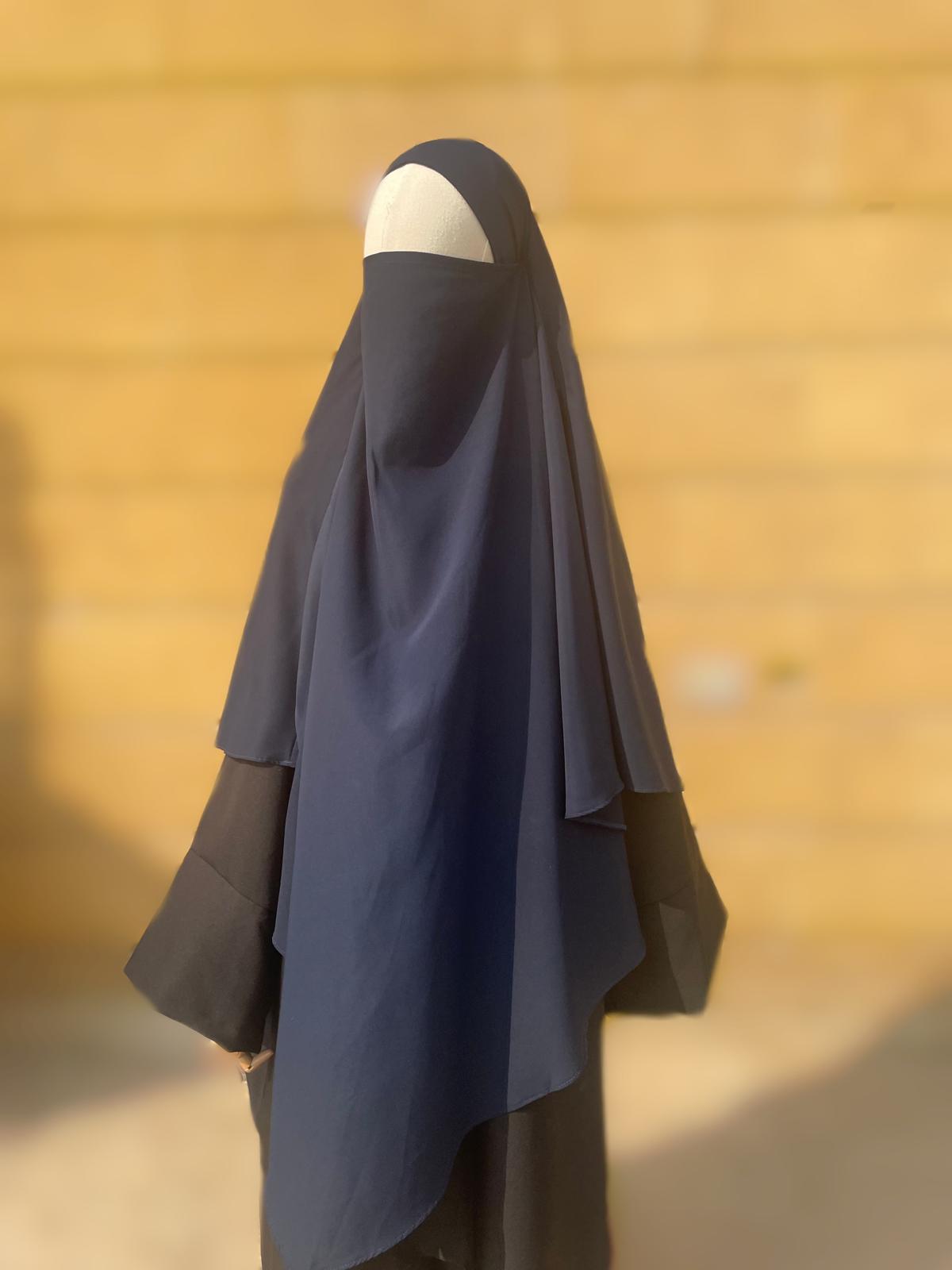 Khimar Soie de Medine Bleu Nuit